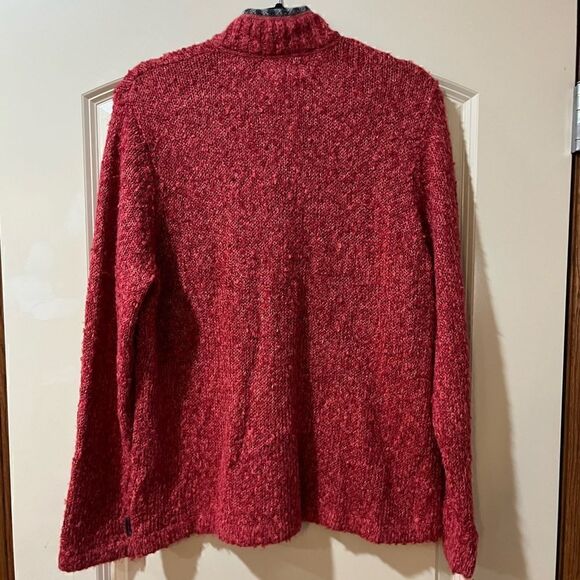 WOOLRICH Long Sleeve 1/4 Zip Pullover Acrylic Wool Red Women’s Size XL - Picture 2 of 6